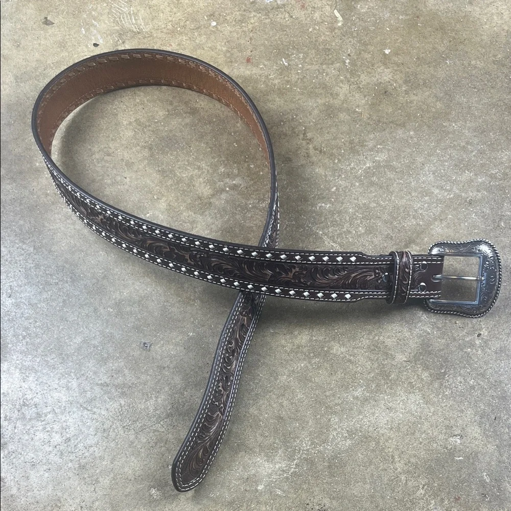 Nocona M & F Buckstitch Floral Belt Size: 38